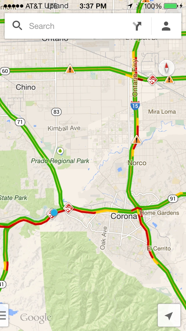 This red areas on the iPhone were to be avoided yesterday. They weren&rsquo;t moving.