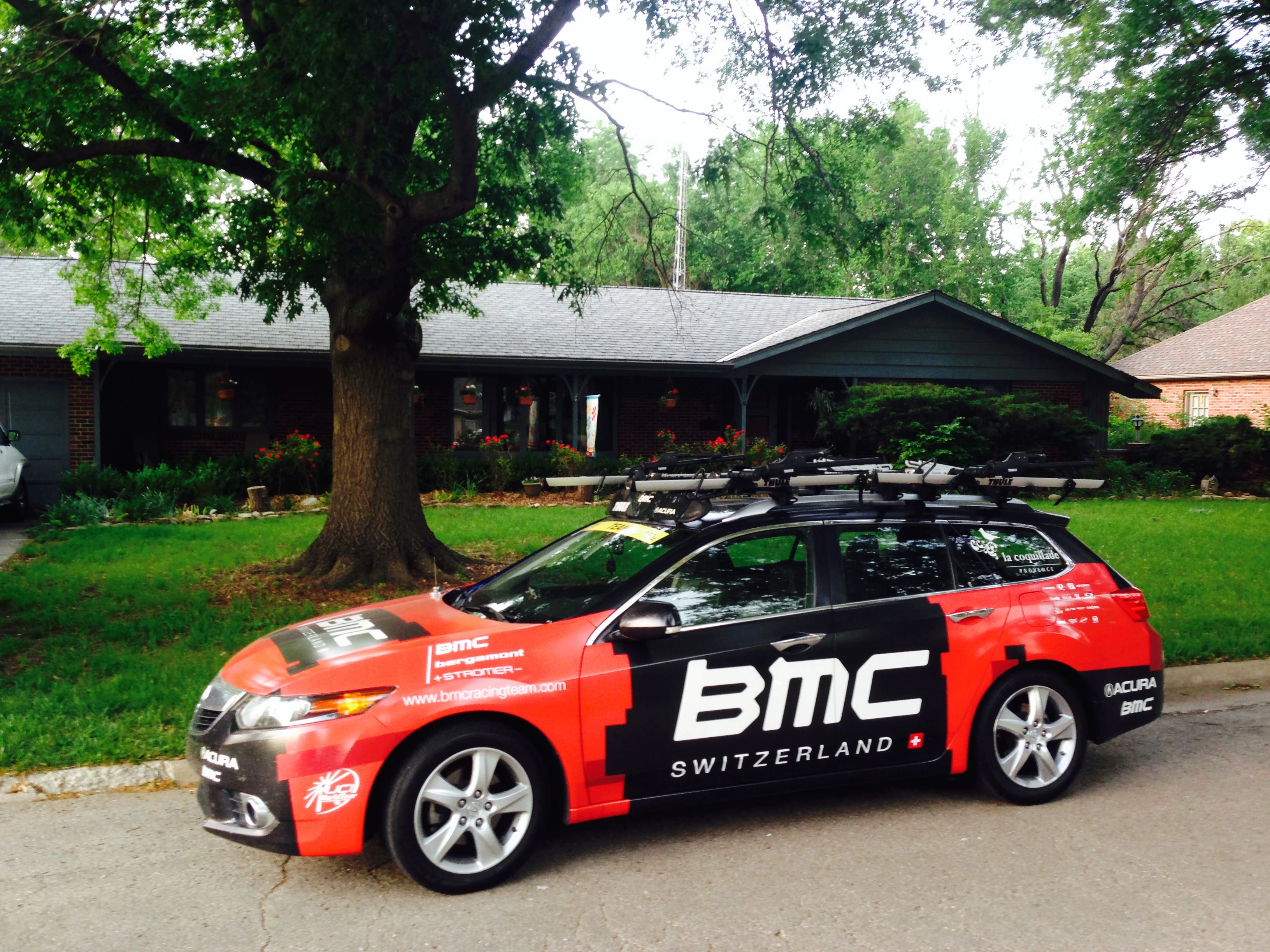 Our house has always gotten a bunch of looks because of the different team cars parked there.