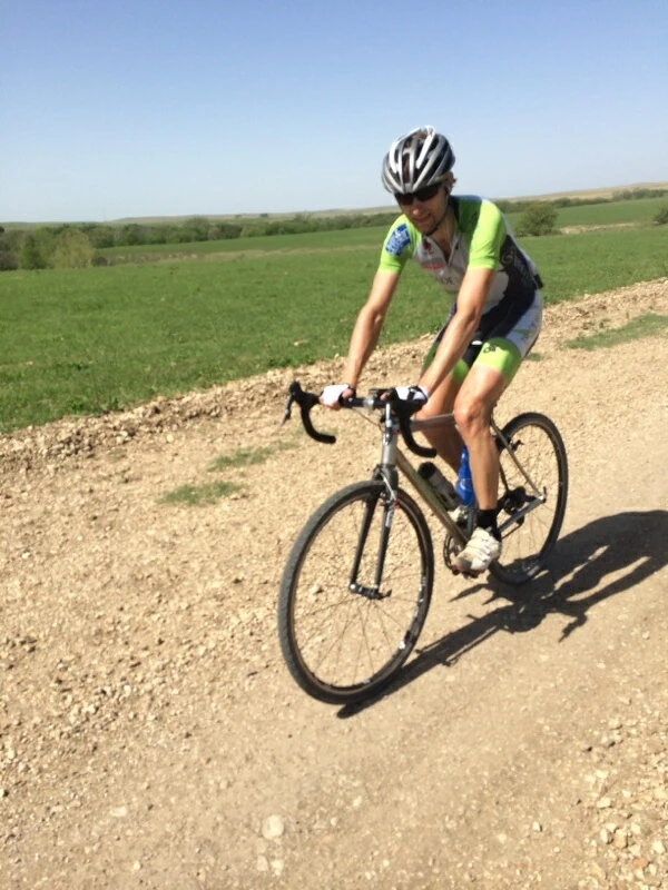 Brian riding the Dirty Kanza course yesterday.