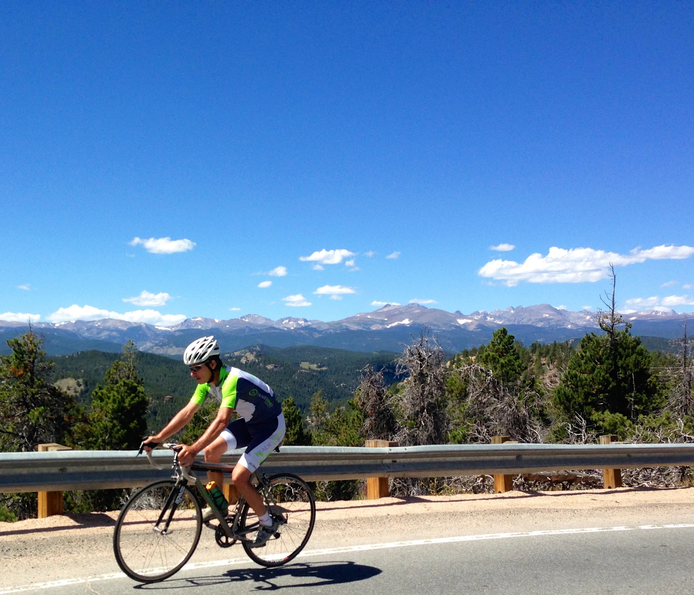 Bill climbing on Hwy. 74 toward Wondervu.
