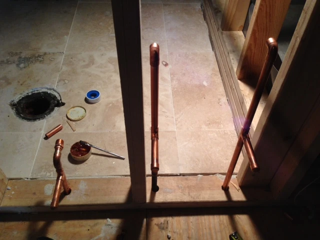 New supplies lines to the bathroom.