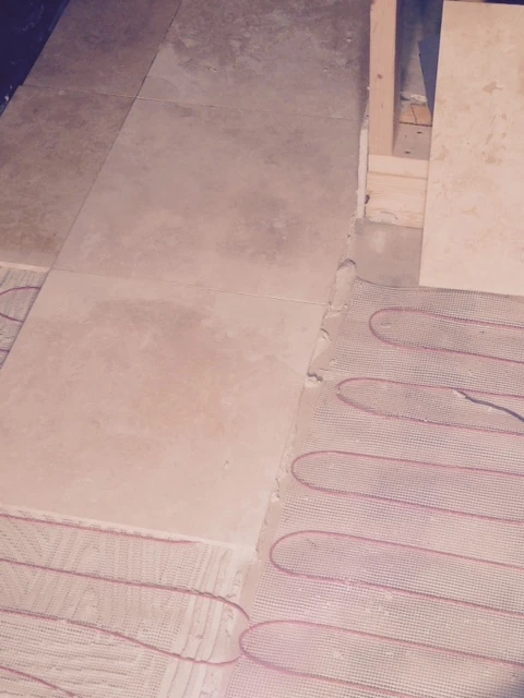 I&rsquo;m using 18 x 18 tile. It takes a ton of thinset.