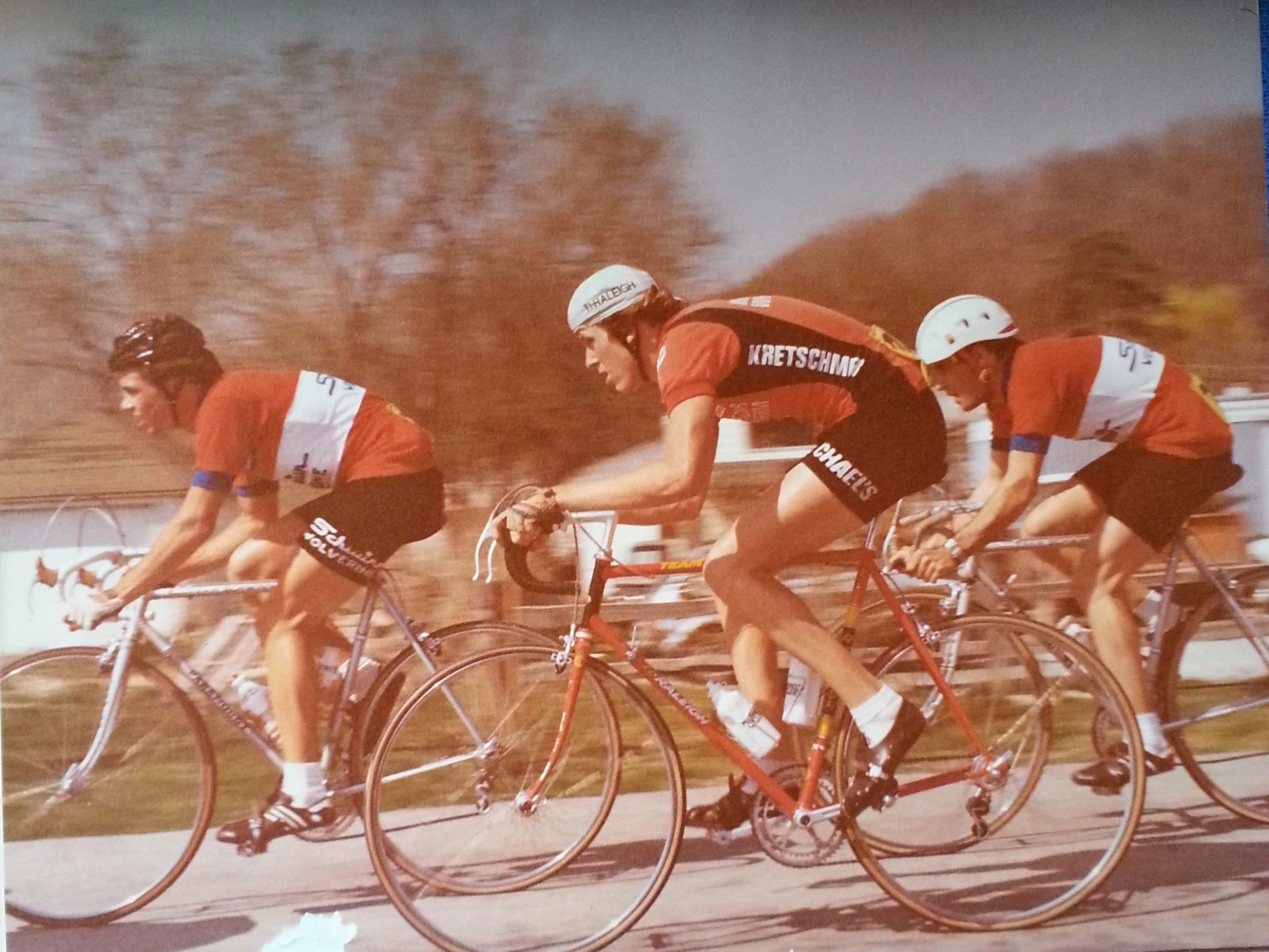 A woman, from way back in the day, Janet Friedrich, brought me this picture to the race to sign. It is of the Tour of Kansas City, probably form 1979. In front of me is Jeff Pierce, stage winner of the Tour de France in 1987.
