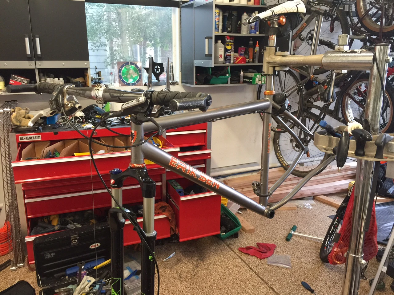 I took nearly all the parts off my bike last night. It&rsquo;s back together again though, which makes me happy.