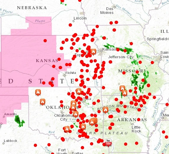 The area burn map last night.