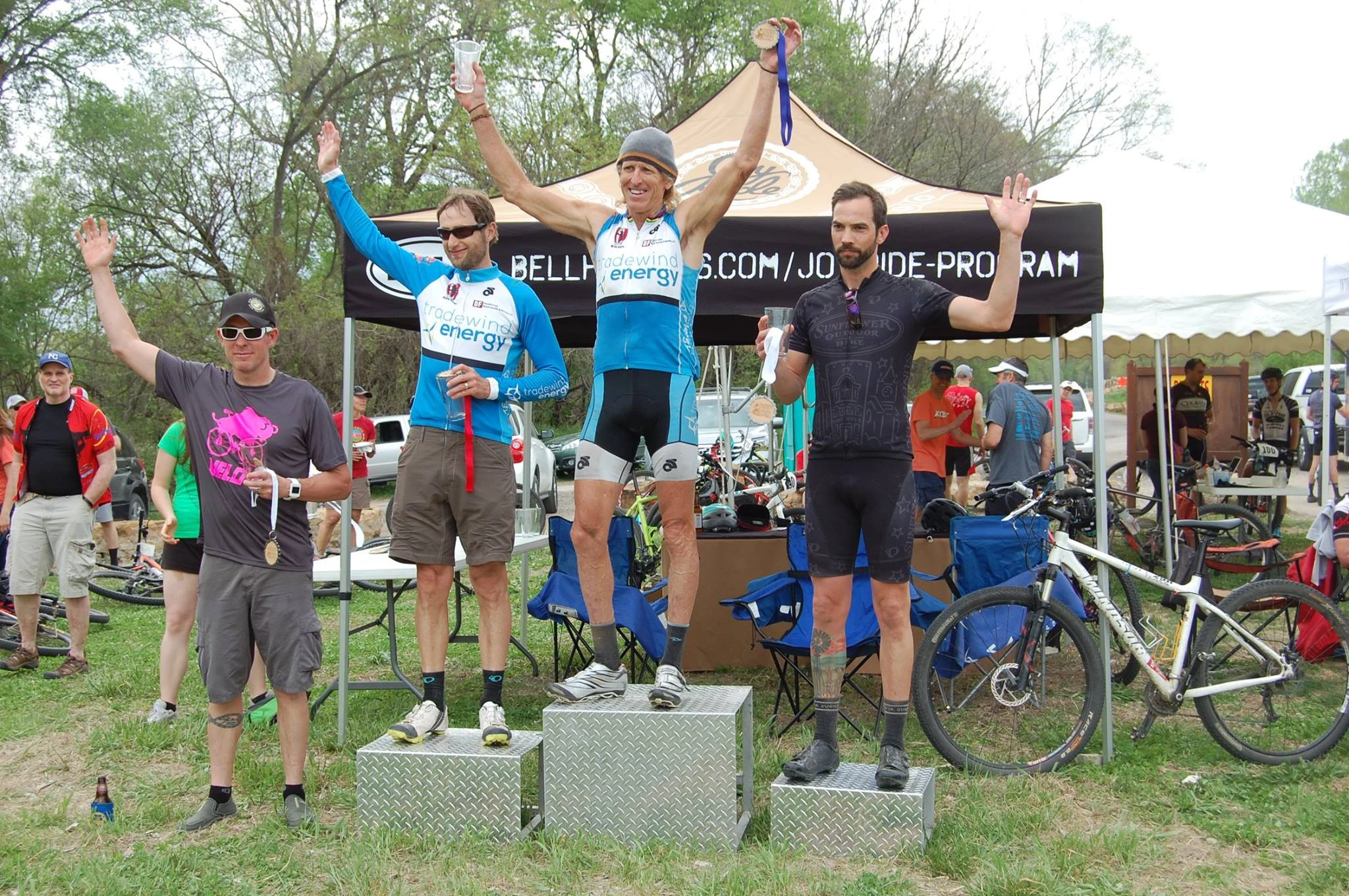 The podium. Nice local MTB vibe going on. Music, brats, beer, MTB racing. It all goes together.