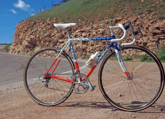 This is a photo of Alan McCormick&rsquo;s Schwinn Paramount. We had matching Silca pumps painted with the frames. I wonder how many of those are around anymore.