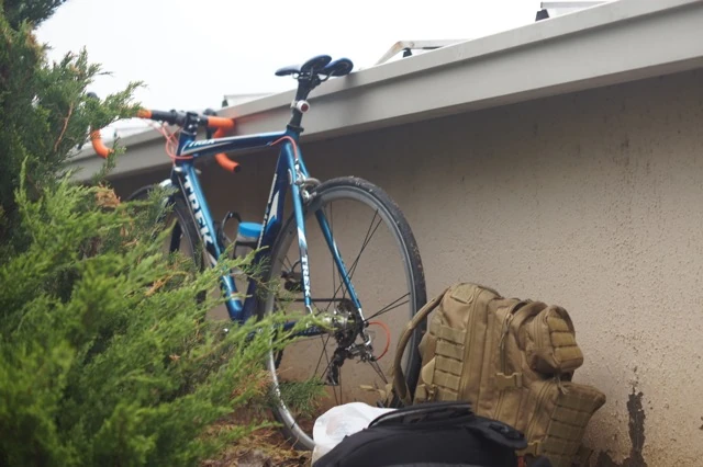 Andrew&rsquo;s gear by the storage unit Friday morning.