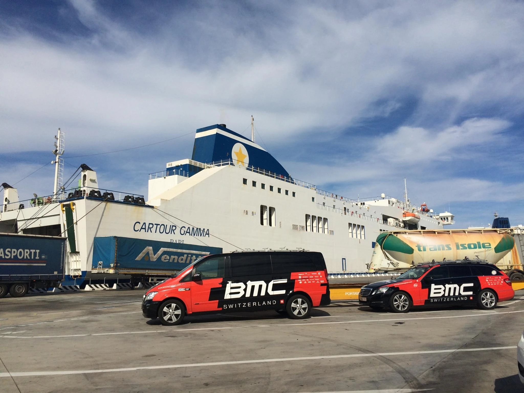 Ferry going and coming from Sicily. 