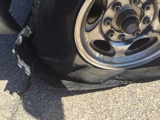 Tire when I got out of the van.