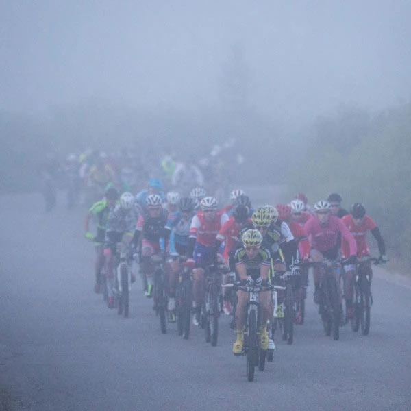 Jeremiah Bishop leading the field out last year. You can just see my helmet, but my team mate Brian Jensen is in full view on the left.