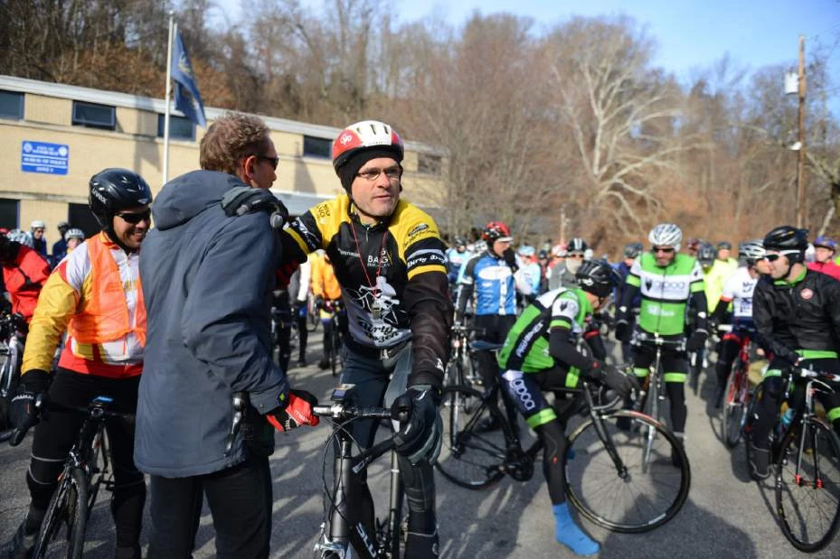 Danny, with his whistle, ready for the start of the Dirty Dozen.