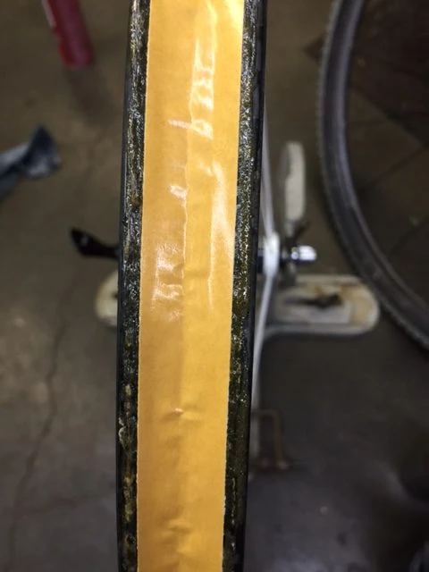 The Belgian tape is hardly wide enough for these super wide rims. I&rsquo;m hoping they keep the tires from folding over with way lower pressure.