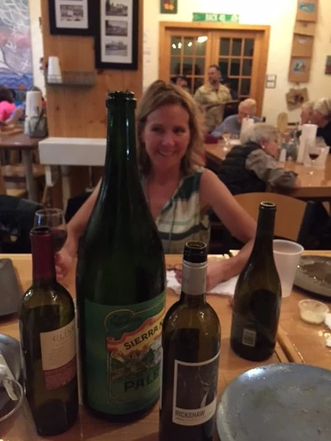 Catherine at the Rivers Eatery at the start of the debauchery.