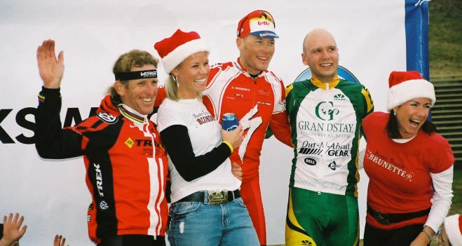 A podium with Chris Horner and Doug Swanson. I&rsquo;ve been on the podium a ton of times, but only won once.