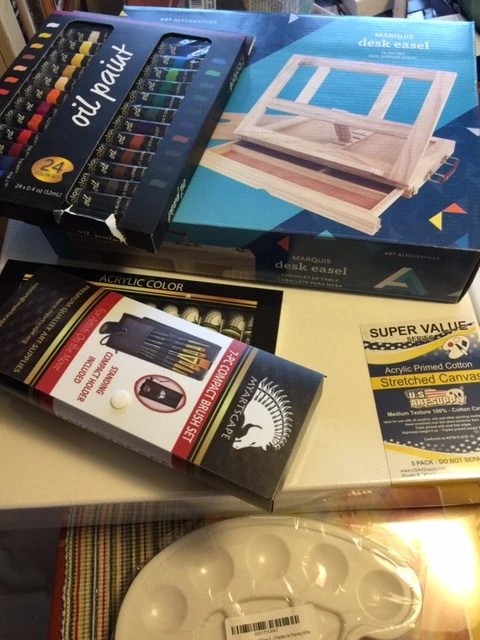 My new painting set. It&rsquo;s isn&rsquo;t paint by numbers. It might take a while to get this down. I think I have time.