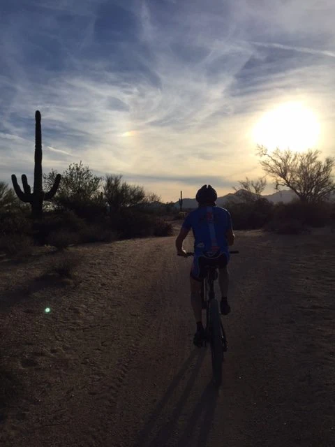 Vincent riding into the sunset.